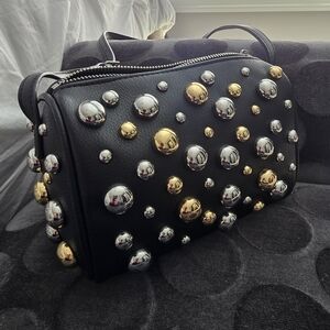BCBGeneration Black Studded Dome Crossbody with Gold & Silver Studs
